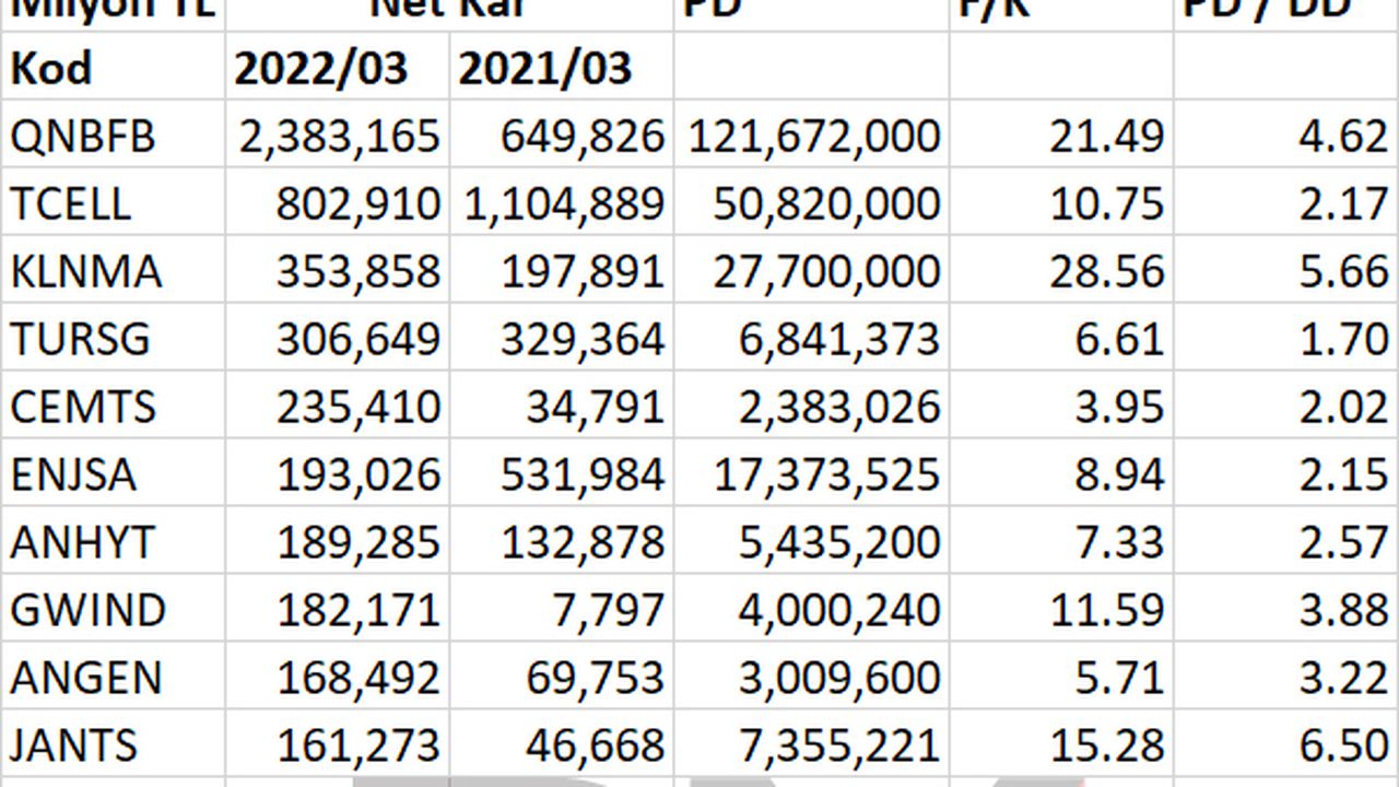 Borsa şirketlerinden son gelen 2022 ilk çeyrek karları