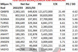 Borsa şirketlerinden son gelen 2022 ilk çeyrek karları